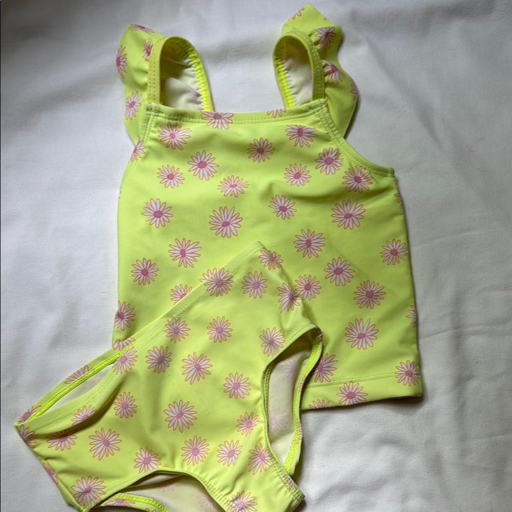 Yellow Floral Swimsuit Set